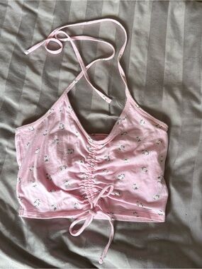 Hollister pink floral halter top